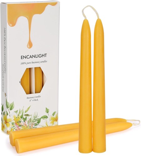 Pure beeswax taper - beeswax, 8"
